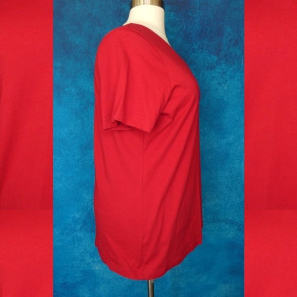 Woman Within Woman Within Red V Neck Tee 22/24 1X - Picture 6 of 8